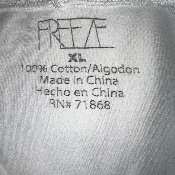 Freeze brand white tee with black fun sayings lettering on front! - Picture 5 of 5